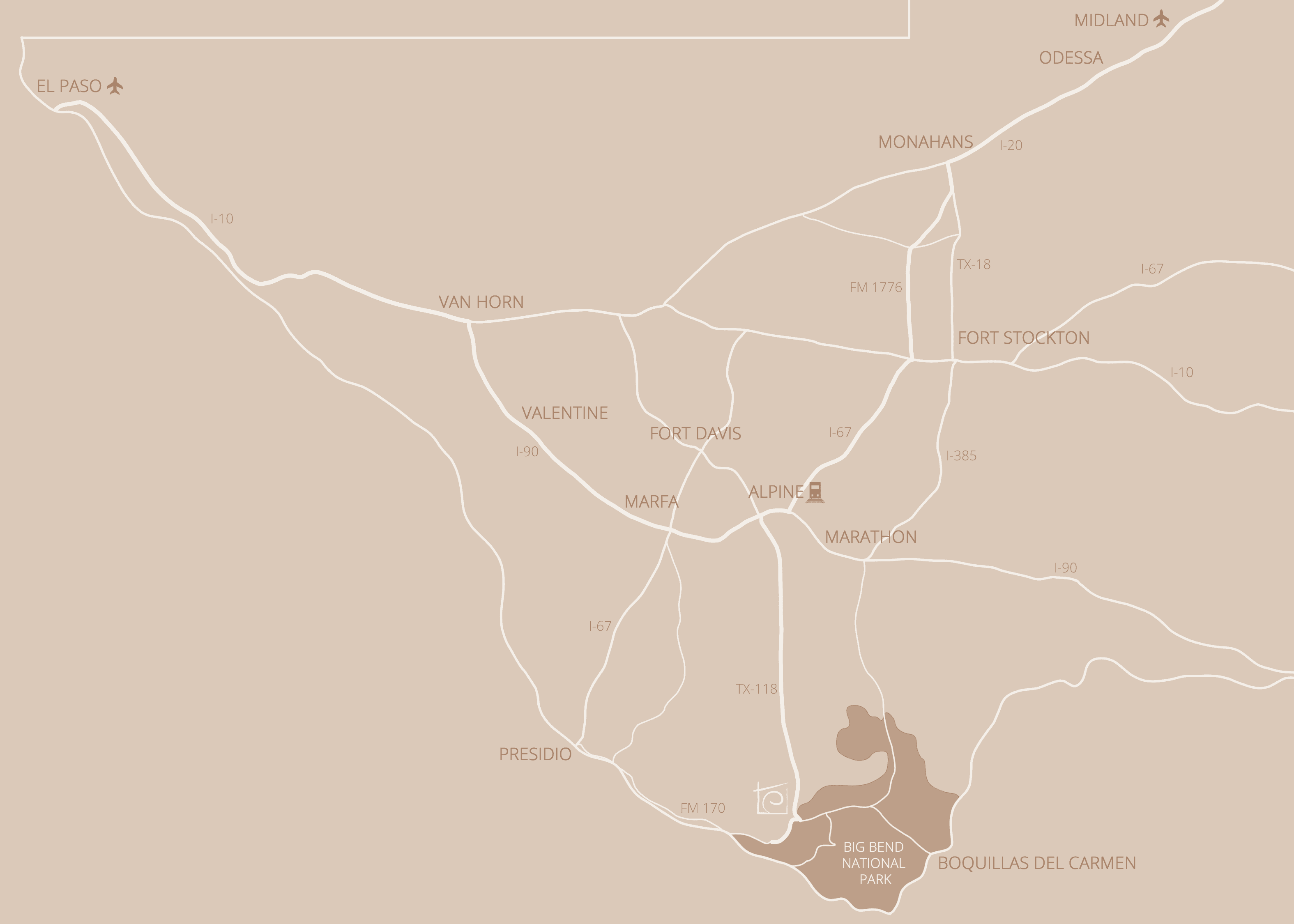 stylized map of terlingua
